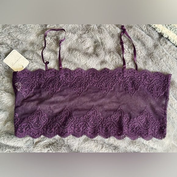 Only Hearts So Fine Scallop Lace Bralette Purple Heart Size L Sheer Lace NWT - Picture 8 of 10